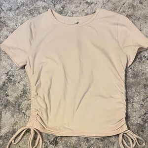 Hollister Women's Beige Ruched Tee